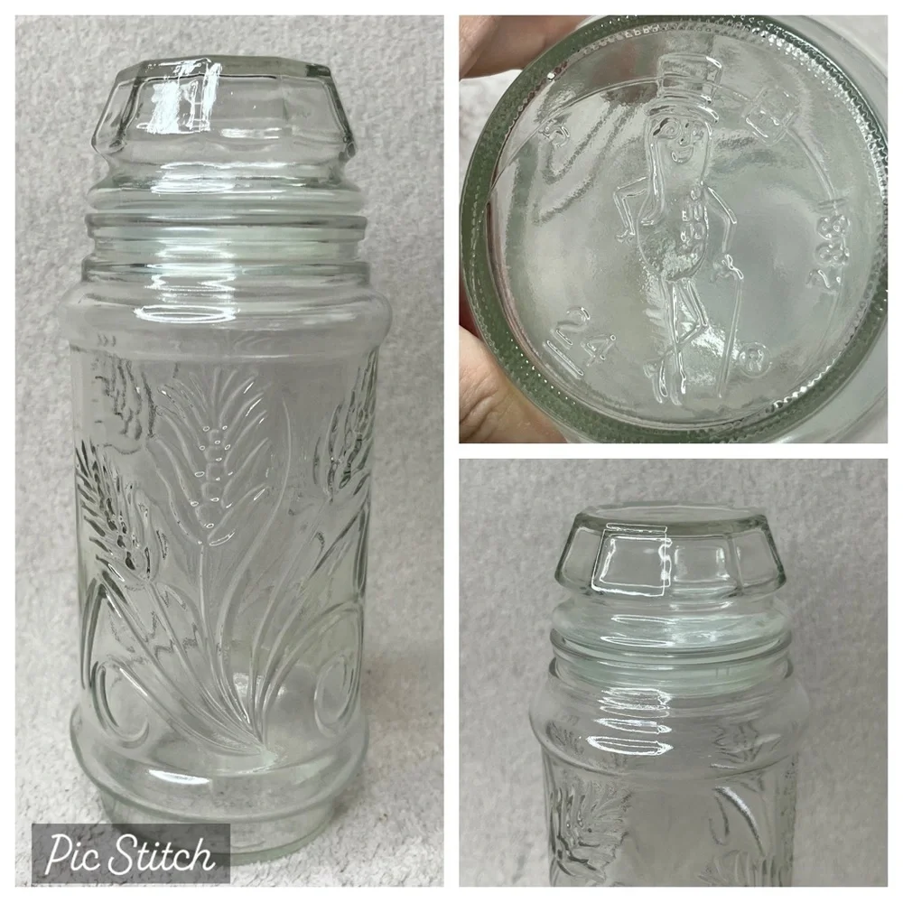 Vintage Mr Peanut Reusable Glass Jar 1982 VTG Retro 80s Kitchen Storage Collect